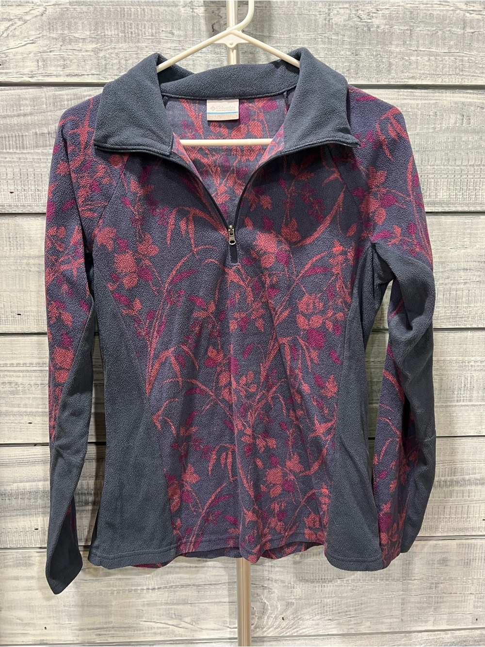 Columbia Navy and Magenta Floral Half-Zip Fleece Pullover